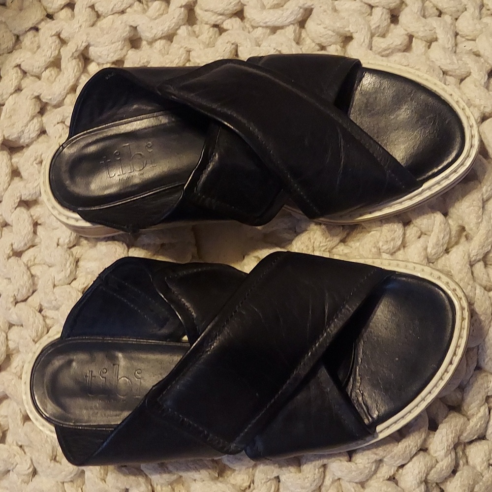 Awesome TIBI black slides, sandals 36 1/2, 6, 6.5 excellent shape!